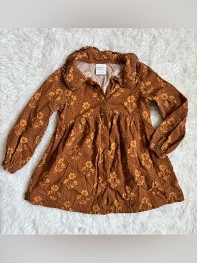 Little Co. Girls Cottagecore Floral & Polka Dot AOP Button Down Autumn Dress